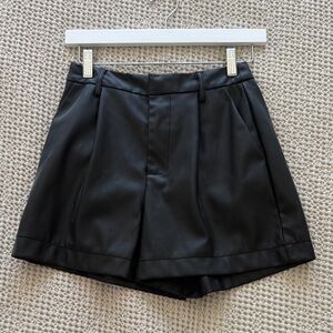Dkny Black Faux Leather High-Waist Shorts